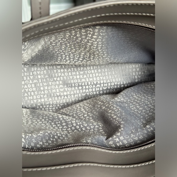 Kate Spade Karla Seton Drive Cityscape Gray Smooth Leather Tote with Glitter Bow - Picture 9 of 16